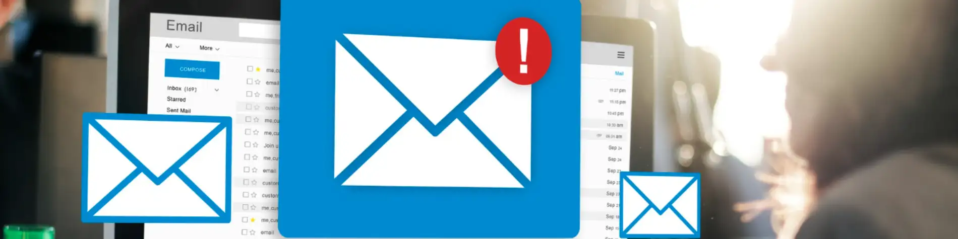 Computadora con notificaciones de correos