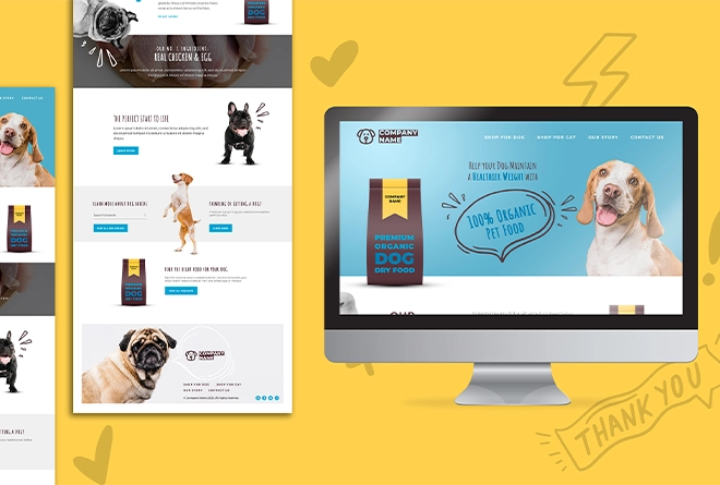 Página de e-commerce de productos de mascotas
