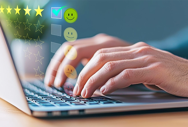 Persona escribiendo una reseña