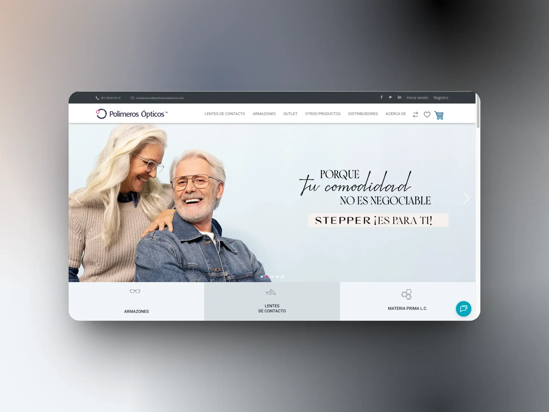 Captura de pantalla Diseño y Desarrollo Web a la medida Polímeros Ópticos